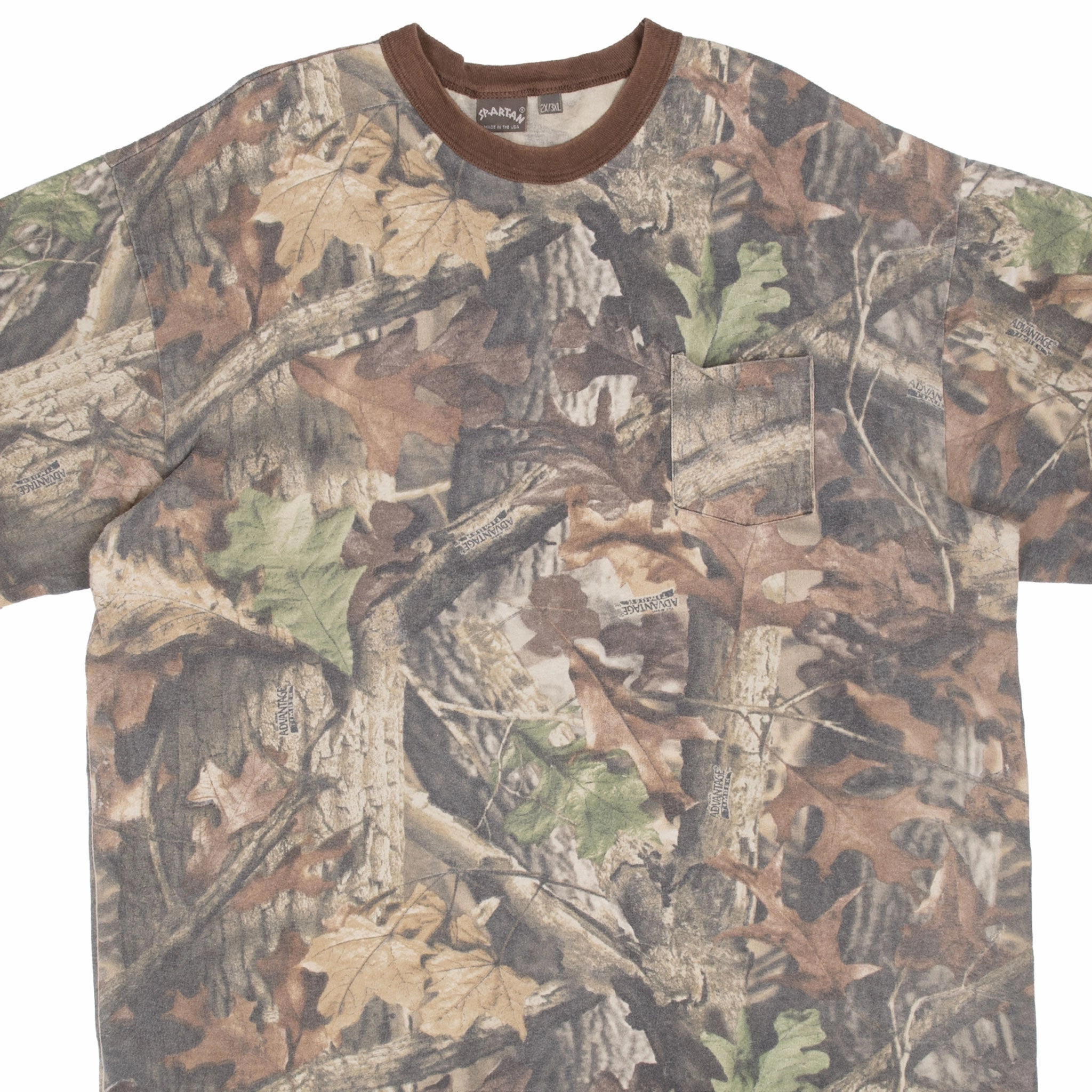 Comfortable Layers Urban Style Trend VINTAGE HUNTING ADVANTAGE TIMBER CAMO POCKET TEE SHIRT 1990S 3XL MADE IN USA