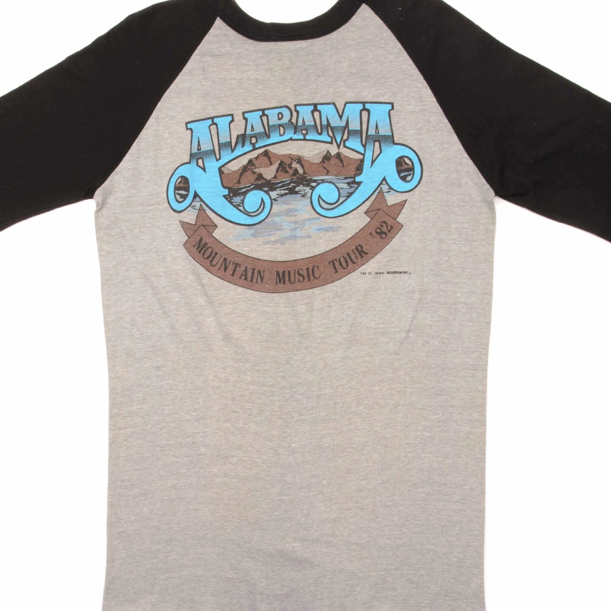 Casual Elegance VINTAGE ALABAMA MOUNTAIN MUSIC TOUR RAGLAN TEE SHIRT 1982 SIZE SMALL MADE IN USA