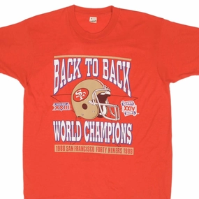 VINTAGE NFL SF49ERS SUPER BOWL CHAMPION 1989 TEE SHIRT LARGE MADE IN USA LayeredSleeveConstruction Light Style